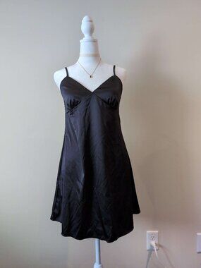 MistyRose Black Satin Slip